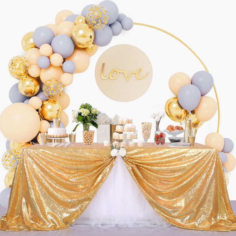 B.Cool B-COOL Sparkly Drape Tablecloth Gold Tablecloths Sequin Fabric Table Cloth for Ceremony Party Halloween 50x80 Inch - Image 2